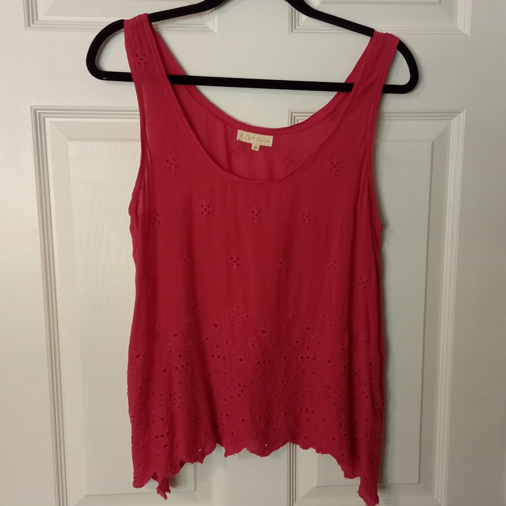 Red Asymmetrical Sleeveless Tank Top